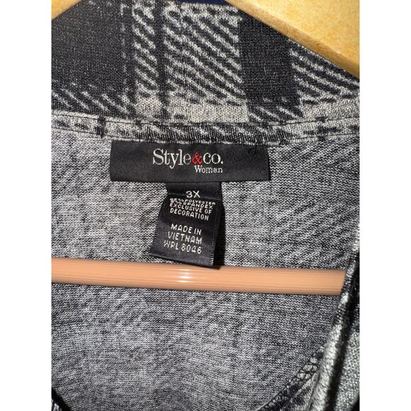 NWT Style & Co Plaid Asymmetrical Hem Mock Neck Blouse Women's 3X Preppy Work - Picture 6 of 6